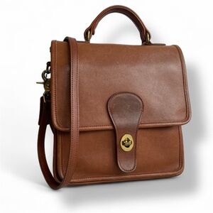 Vintage Coach Crossbody Station Bag British Tan Leather Top Handle 5130